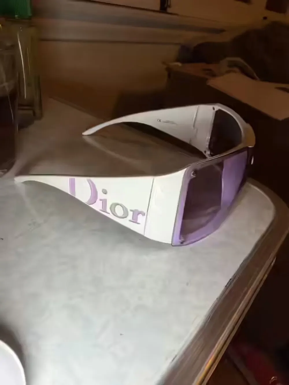 Christian Dior Overshine 2 Y2K Shield Sunglasses White Lilac/pink